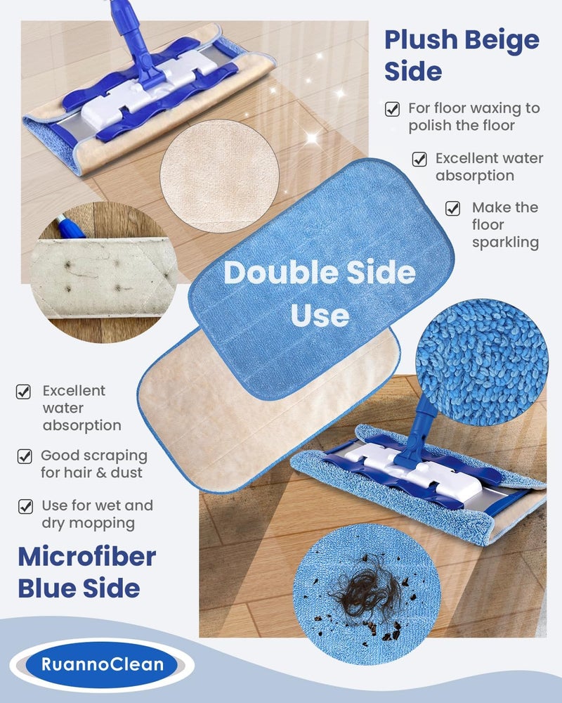 RuannoClean Microfiber Cleaning Cloth Compatible with MR.SIGA Professional Microfiber Mop, Reusable Microfiber Mop Pads Replacement for 15 Inch Cleaning Mop -Double Side Use (5 Pack) - Image 3